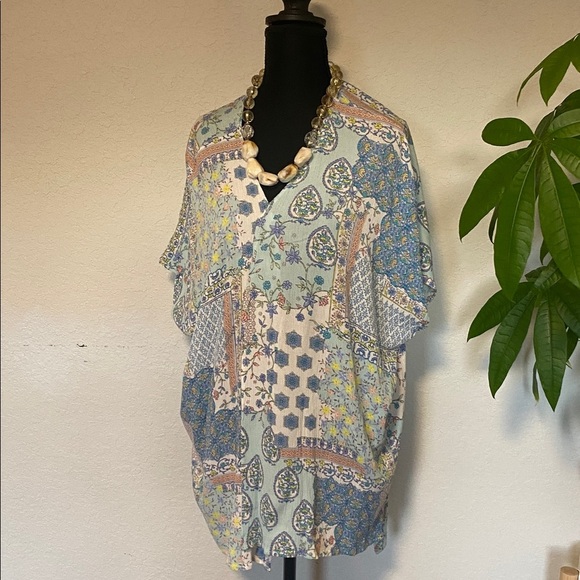 7th Ray Tops - Boho Multicolor Floral Kimono, playful